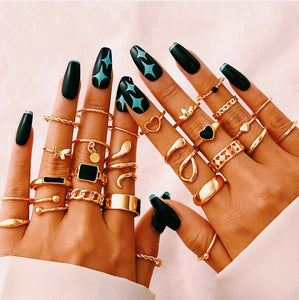 Pop of Black Ring Set