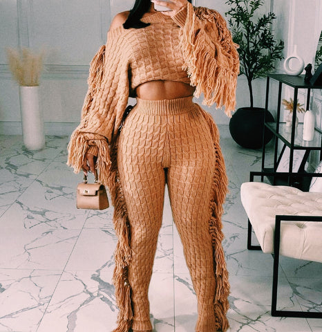 Long Sleeve Tassel Two piece set