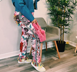 Print on Tassel Pants